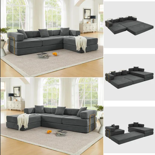 Miniatura 24 de HANXIN Sofá cama convertible de 78 pulgadas, sofá cama plegable con marco de forma fija, sofá biplaza sin hueso futón con cama extraíble, no Beige