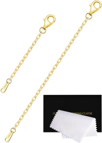 Miniatura 29 de Extensores de cadena dorada para collares, extensiones de pulsera de plata de ley, extensor de collar dorado para mujer, juego de 3 piezas, 1, 2, 3