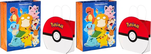 Miniatura 8 de Hallmark Paquete de bolsas de regalo de Pokémon (PokéBall mediana de 9" y Pikachu extra grande de 15") para niños, cumpleaños, Navidad, Día de San