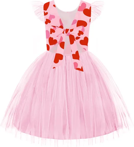 Miniatura 25 de Arshiner Vestido tutú de verano para niñas pequeñas, de tul sin espalda, para fiesta, cumpleaños, vestidos de algodón, 2-6 años