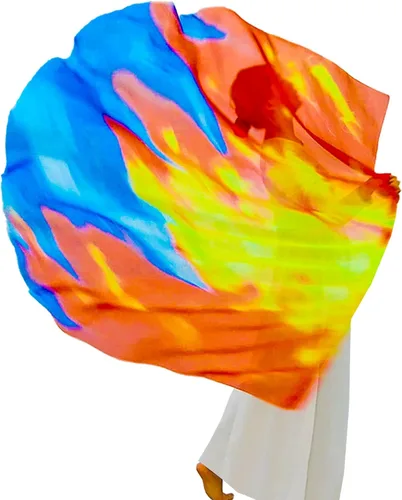 Miniatura 10 de Wuchieal Bandera de alabanza de 55" de 1 pieza con poste escalable, bandera de adoración Semicírculo Alas de Ángel de Adoración para Danza