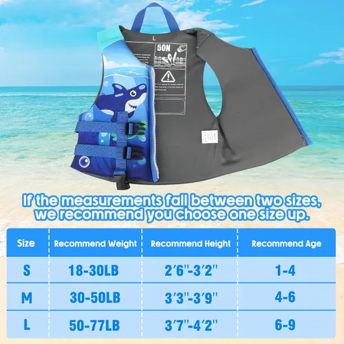 Miniatura 5 de Chaleco de natación para niños pequeños, chaqueta flotante para niños de 20-30-40-50 libras para niñas y niños para navegar, piscina, playa, Tiburón
