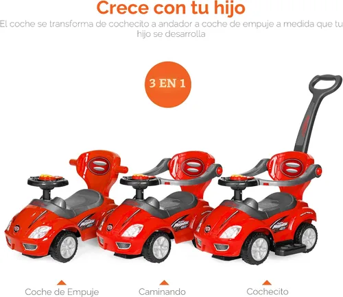 Miniatura 2 de Best Choice Products Carro de empuje y pedal 3 en 1 para niños, carro de juguete para niños pequeños con mango, bocina y música - Azul