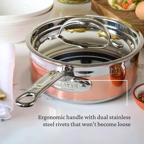 Miniatura 8 de Hestan - Colección CopperBond - Cacerola de cobre 100% puro, compatible con cocina de inducción, 1.5 cuartos