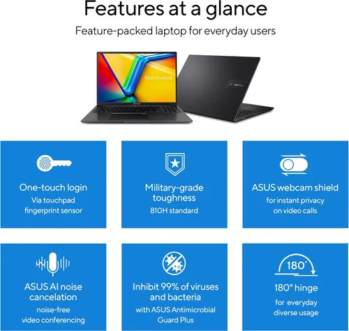 Miniatura 10 de ASUS Vivobook 16 portátil, pantalla WUXGA de 16” 1920X1200 16:10, CPU AMD Ryzen™ 5 5625U, gráficos AMD Radeon™, 8 GB RAM, SSD de 512 GB, sensor