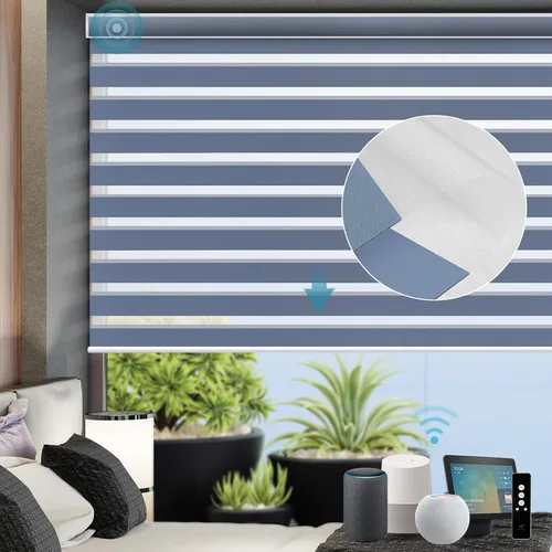 Miniatura 16 de SmartWings Persianas motorizadas de cebra con cenefa funcionan con Homekit Thread Alexa Z-Wave Smart de doble capa con control remoto, persiana