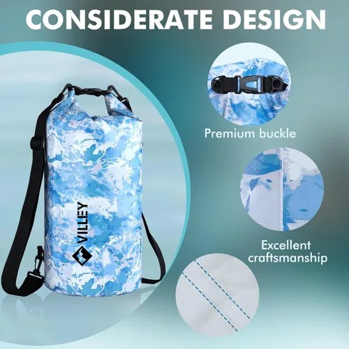 Miniatura 4 de VILLEY Bolsa seca impermeable de 20L, saco con tapa enrollable que mantiene el equipo seco, saco ligero para kayak, navegación, camping, natación