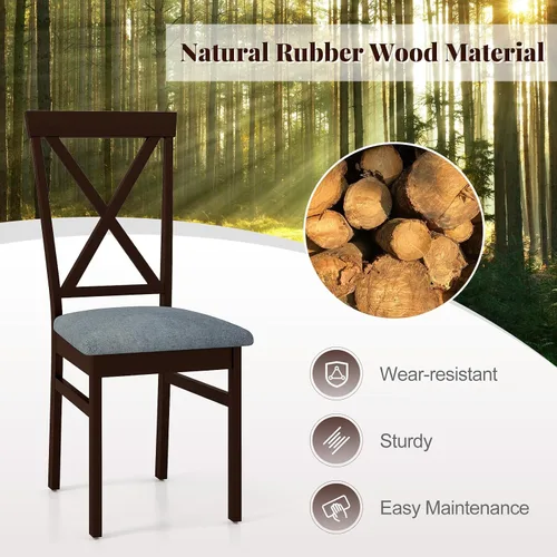 Miniatura 6 de GOFLAME Juego de 2 sillas de comedor de madera, sillas de cocina tapizadas con asiento acolchado y respaldo en forma de X, sillas laterales sin
