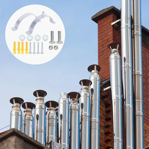 Miniatura 5 de Soporte de tubo de chimenea de 6 1/2 pulgadas, Soporte de tubo de chimenea de soporte de pared, Colgador de tubo de estufa, Correa de pared