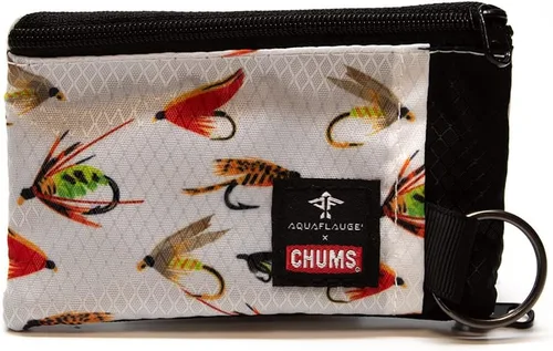 Chums Surfshorts - Cartera minimalista ligera con cremallera y ventana de identificación transparente, resistente al agua con llavero