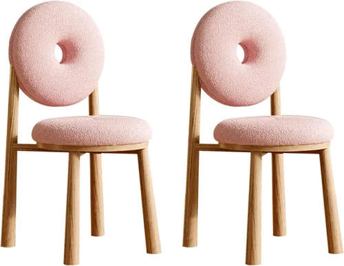 Miniatura 30 de Donut Dining Chairs,Makeup Chair,Kitchen Room Chairs Nordic Back, Dining Room with Metal Legs,Living Room Chair for Home Bedroom Cream Wind Brownish