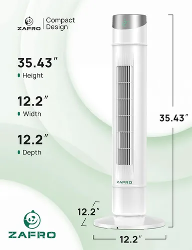 Miniatura 8 de ZAFRO Ventilador de torre inteligente para dormitorio, ventilador de torre oscilante de 120°, 28 pies/s de alta velocidad, 12 velocidades, 4 modos