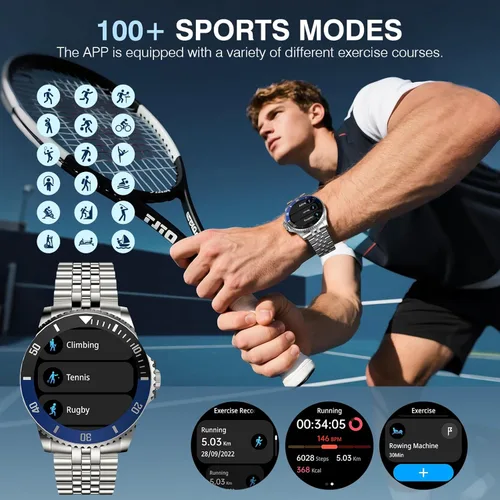 Miniatura 5 de SOUYIE 2025 DA GPT Reloj Inteligente para Hombre, Frecuencia Cardíaca, Presión Arterial, Oxígeno en Sangre, Monitor de Sueño, 107 Modos Deportivos