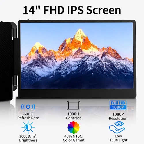 Miniatura 2 de Extensor de pantalla para laptop de 14 pulgadas, monitor portátil dual FHD 1080P IPS segunda pantalla para portátiles de 13 a 17 pulgadas, Plug &