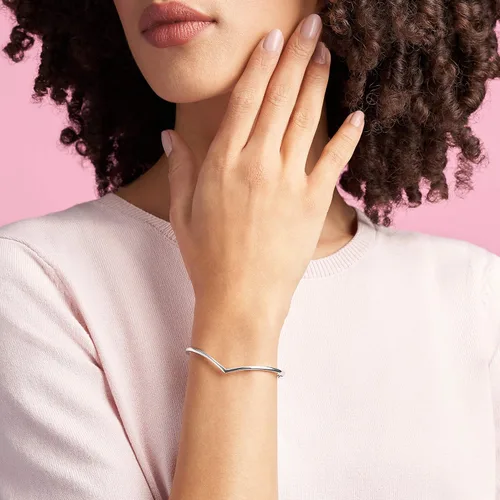 Miniatura 2 de PANDORA Pulsera de plata de ley pulida con diseño de hueso, joyería, Metal