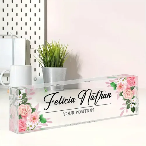 Miniatura 44 de Placa de nombre personalizada, placa de nombre personalizada para oficina, accesorio de escritorio de acrílico, regalos para compañeros de trabajo
