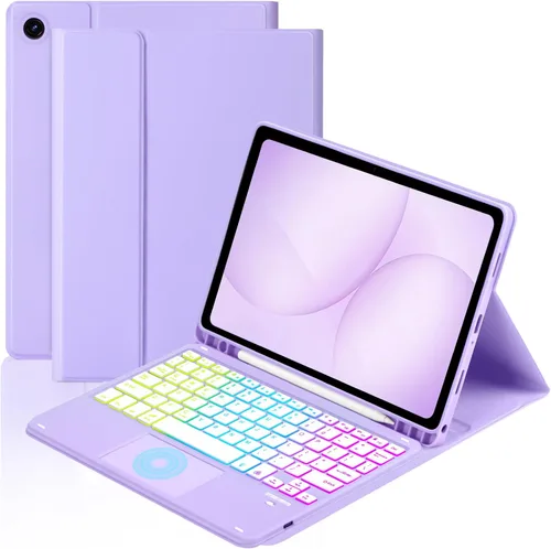 Miniatura 12 de MePadKey Funda de teclado con panel táctil para Samsung Galaxy Tab A11 Plus/A9 Plus 2025/2023 de 11 pulgadas, teclado de carga tipo C con Azul