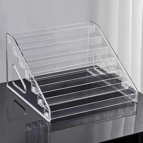 Estante organizador de esmalte de uñas acrílico, soporte de 7 niveles para soporte de esmalte de uñas, organizador de lentes de sol, soporte de