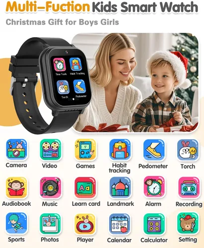 Miniatura 2 de Reloj Inteligente Impermeable para Niños Juguetes para Niños de 5-12 Años con 32 Juegos, Cámara Dual, Seguimiento de Hábitos, Reproductor de Música