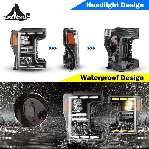 Miniatura 4 de Conjunto de faros delanteros para Ford F250, F350, F450, F550, F550 2017, 2018, 2019, 2020, con modos de iluminación LED funcionales, DRL, reemplazo