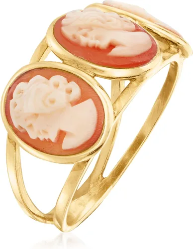 Miniatura 3 de Ross-Simons Anillo camafeo de concha naranja italiana en oro de 18 quilates sobre ley, Piedra preciosa, concha