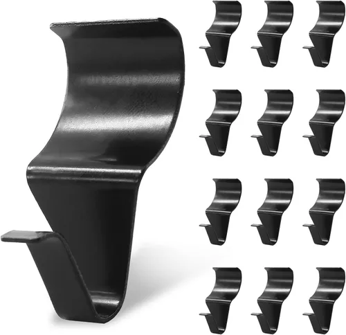 Biaungdo 12 ganchos de revestimiento de vinilo, ganchos de revestimiento de vinilo negro de acero inoxidable resistente, no necesita agujeros, clips