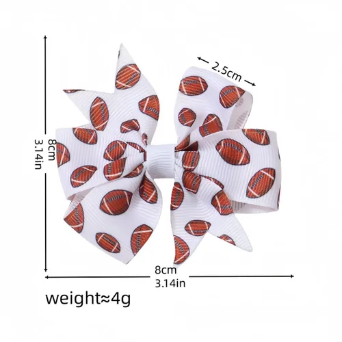 Miniatura 6 de BBTDIN Baby Football Turban Headband Girl Football Bows Baby Football Hair Band Bow BBG19 (3 Pcs-F1)