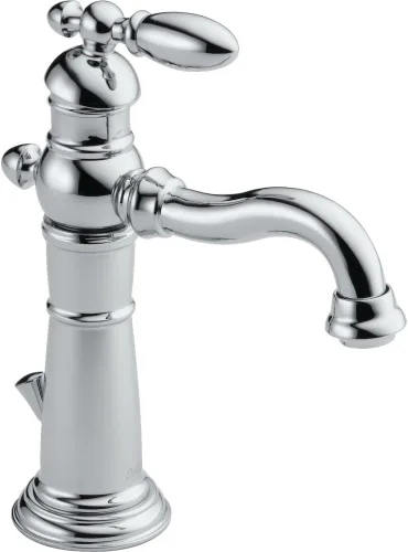 Delta Faucet Grifo de baño victoriano de un solo agujero, grifo de baño de una sola manija cromado, grifo de lavabo de baño, montaje de drenaje de
