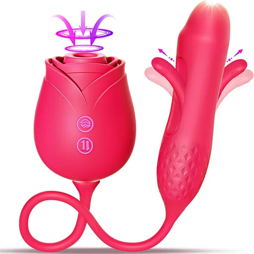 Miniatura 14 de Consolador vibrador juguetes sexuales para mujeres, juguete sexual MOOLIGIRL Rose con vibradores de punto G de empuje y 10 modos de succión