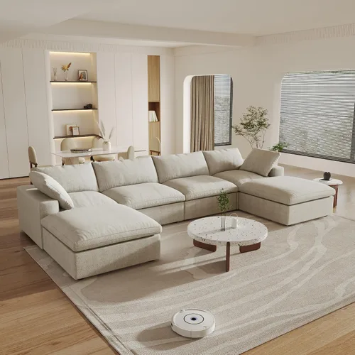 Miniatura 11 de Cloud - Sofá modular convertible de 80.3 pulgadas en forma de L para sala de estar con otomana de almacenamiento, sofás profundos minimalistas
