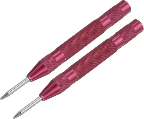 uxcell Perforadora central automática, perforadora de agujero central con resorte de 5 pulgadas, herramienta de mano ajustable rojo para madera,