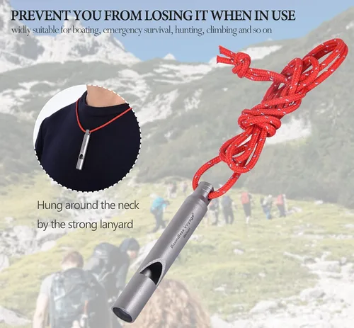 Miniatura 5 de Boundless Voyage Silbato de titanio para supervivencia de emergencia con cordón fuerte para acampar al aire libre, senderismo, entrenadores, 2