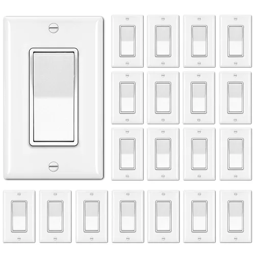 Miniatura 12 de BESTTEN Paquete de 20 interruptores decorativos de pared de 3 vías con placa de pared, 15 A, 120 V/277 V, un solo polo o tres vías, interruptor