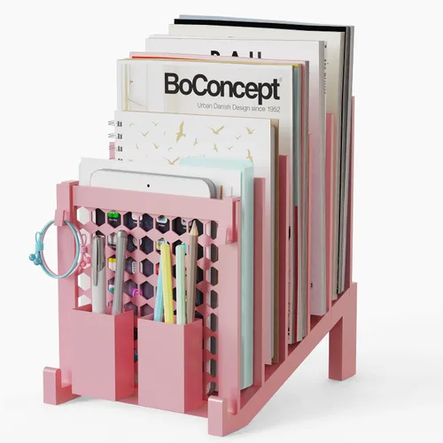Miniatura 9 de Organizador de archivos para escritorio con caja de almacenamiento y gancho, organizador de archivos de escritorio inclinado con soporte vertical