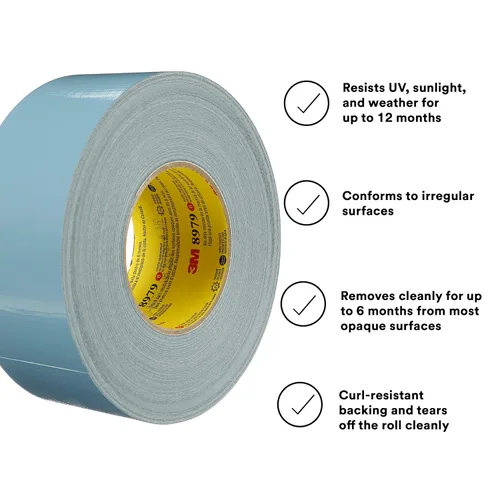 Miniatura 2 de 3M Performance Plus 8979 - Cinta adhesiva resistente, color azul pizarra, 2.835 in x 179.8 ft, 12.1 mil, eliminación limpia de 6 meses, resiste
