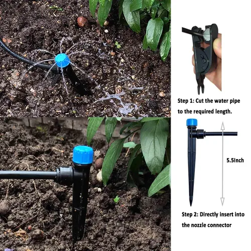 Miniatura 8 de Sistema de riego por goteo con temporizador para jardín, identificación principal de 1/2 pulgada, 16.5 pies y 1/4 de pulgada, manguera de agua de 96