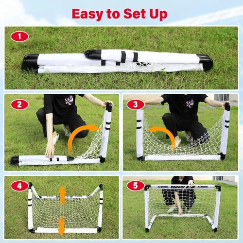 Miniatura 8 de KETIEE Porterías de fútbol para niños para patio trasero: juego de porterías de fútbol plegables de 35 x 23 pulgadas, portería de fútbol portátil