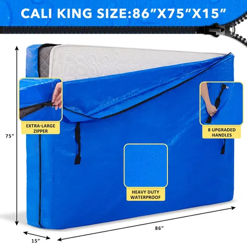 Miniatura 2 de AlexHome Bolsa de colchón para mudanza y almacenamiento, lona resistente, reutilizable, funda de almacenamiento de colchón fácil de transportar