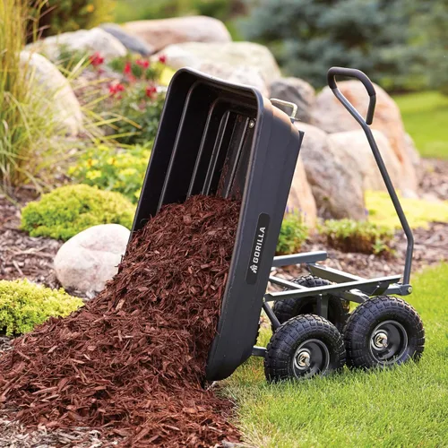 Miniatura 9 de Gorilla Carts Poly Garden Carro Volquete, Tina de 4 Pies Cúbicos, Capacidad de Transporte de 600 Libras, Negro – Carretilla Utilitaria de Servicio