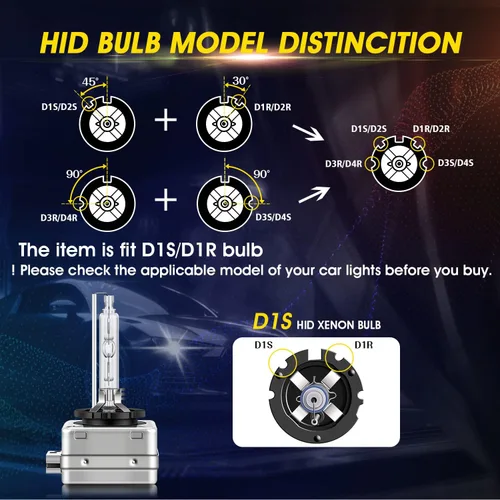 Miniatura 4 de TECTICO D1S - Bombillas de faro delantero de xenón HID, 6000K 35W color Blanco Frío, haz alto y bajo, 300% de brillo mejorado, base de soporte