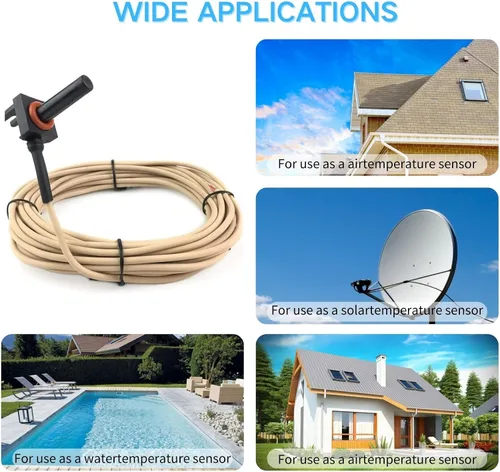 Miniatura 5 de GLX-PC-12-KIT Sensor de temperatura de termistor de 10K con cable de 15 pies Kit de reemplazo de sensor de temperatura de agua/aire/solar compatible