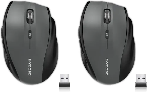 Miniatura 14 de E-YOOSO Ratón inalámbrico para portátil, ratón óptico portátil para computadora, 6 botones, inalámbrico 2.4GHz con receptor USB, 4800 DPI de 5 Rosa