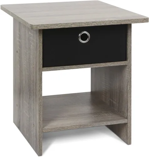 Miniatura 32 de Mesa de noche con cajón Furinno, Madera, Marrón oscuro/Negro