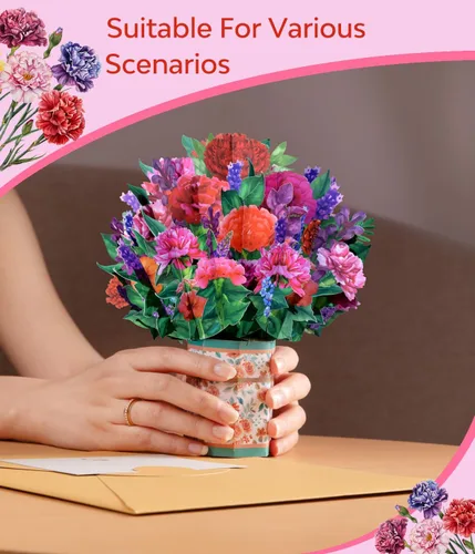 Miniatura 2 de Tarjeta emergente 3D floral colorida, tarjeta de felicitación de primavera para el día de la madre, Pascua, cumpleaños o aniversarios, tarjeta