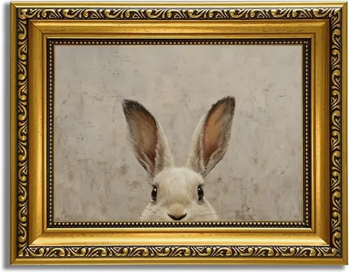 Miniatura 60 de YD&YZY Arte de pared de rana divertida para baño con marco dorado, lienzo de rana en el inodoro leyendo periódico, decoración de pared, pintura