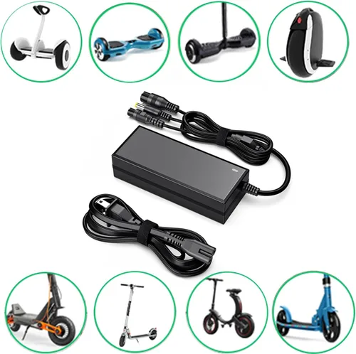 Miniatura 5 de Cargador de repuesto 36V/42V2A, 3 en 1 (0.217 in x 0.098 in / 0.083 in universal) y puerto hembra de 3 garras (0.472 in/0.315 in), compatible