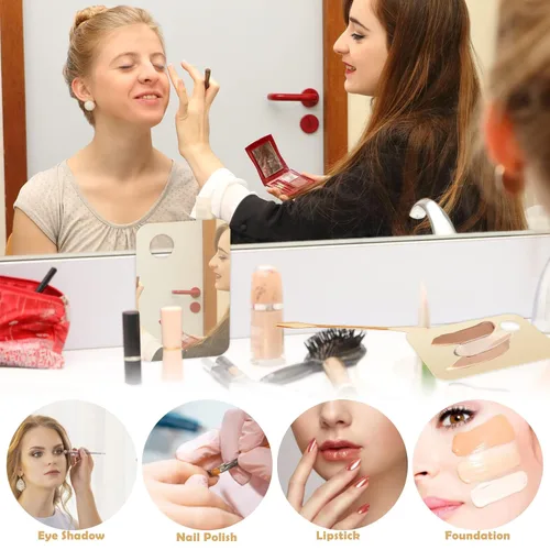 Miniatura 6 de CANIPHA Paleta de mezcla de maquillaje acrílico con 2 espátulas de maquillaje, bandeja de mezcla de base dorada, mezclador de paleta cosmética