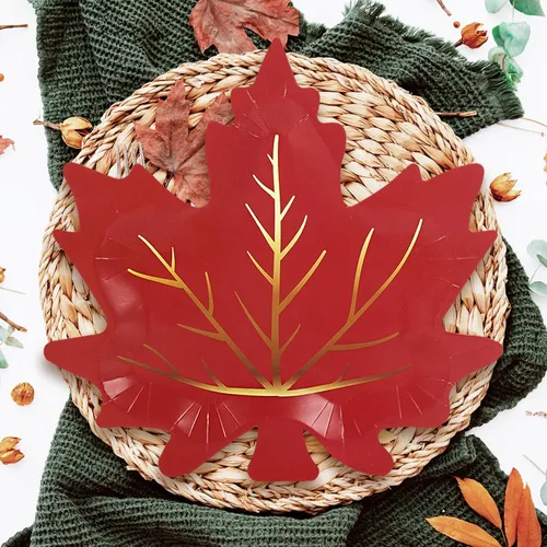 Miniatura 5 de Whaline 30 platos de papel de Acción de Gracias de otoño, platos desechables de hoja de arce, 3 colores, hojas de otoño, platos de vajilla
