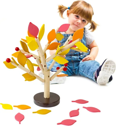 Miniatura 8 de Bloques de construcción de la primera infancia de madera para ensamblar árboles, combinación de árboles para niños y niñas, rompecabezas