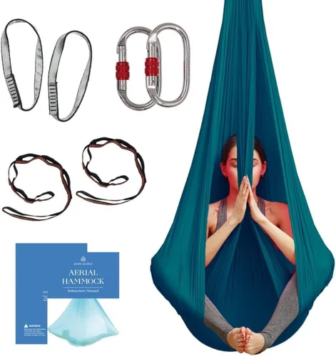 Miniatura 11 de Aerial Silk Yoga Hammock & Swing for Home, Inversion Exercises, Starter Kit for All Levels - Durable with Extension Straps, Carabiners, and Pose